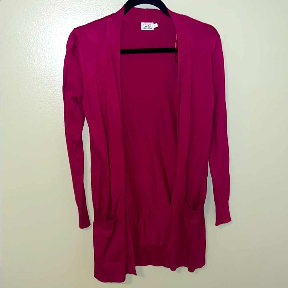Cielo Women's Magenta Cardigan Sweater